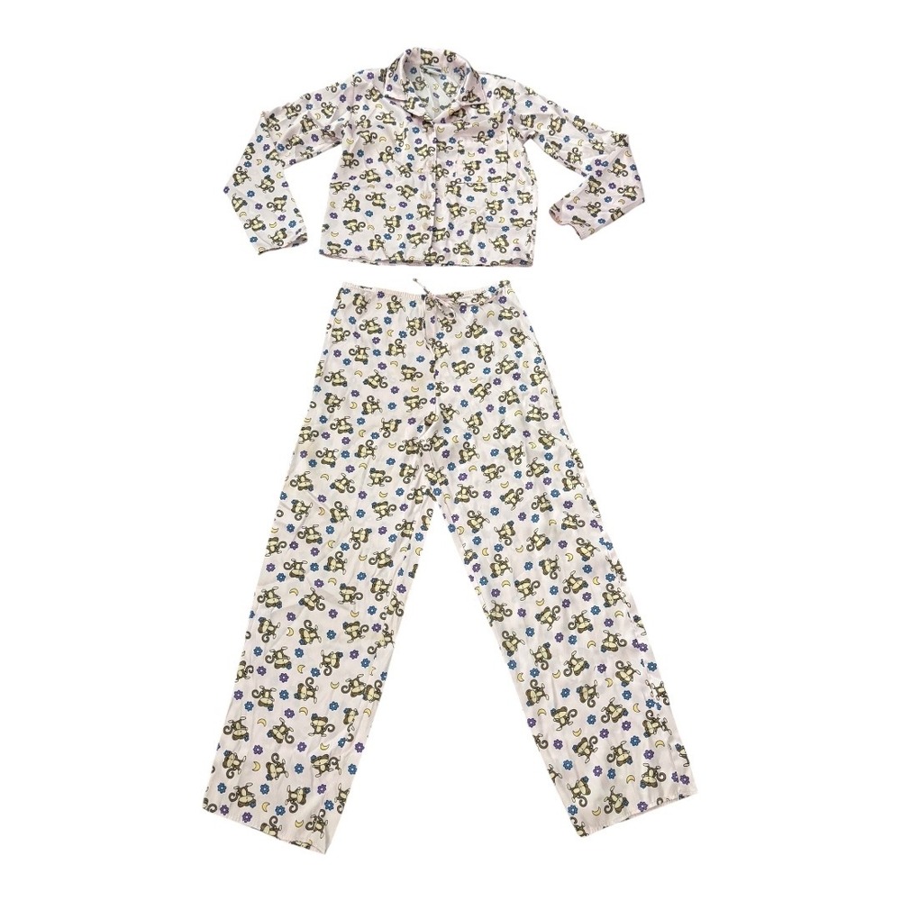Y2K Rave Girl Monkey Pajama Set Kids Sleepwear Loungewear Cute Print M